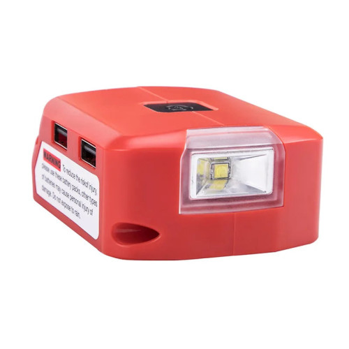 Адаптер перехідник (ЗП) USB з ліхтариком для акумуляторів Milwaukee 18В
