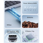 Кабель Type-C для Type-C Hagibis 240 Вт, 8K, 60 Гц 40 Гбіт/с