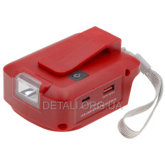 Адаптер перехідник WTL-CP (ЗП) USB/Type-C з ліхтариком для акумуляторів Einhell 18В