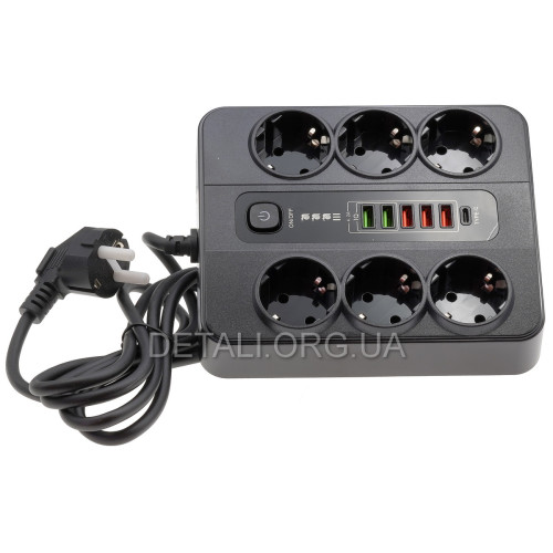 Удлинитель BKL-11EU 2м 3000 Вт розетка/USB/Type-C с защитой 