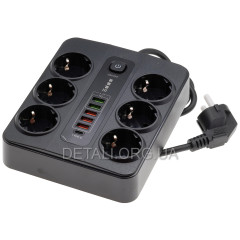 Подовжувач BKL-11EU 2м 3000 Вт розетка/USB/Type-C із захистом 2