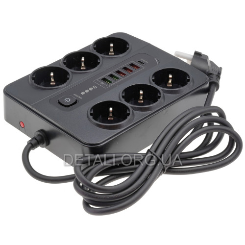 Удлинитель BKL-11EU 2м 3000 Вт розетка/USB/Type-C с защитой 