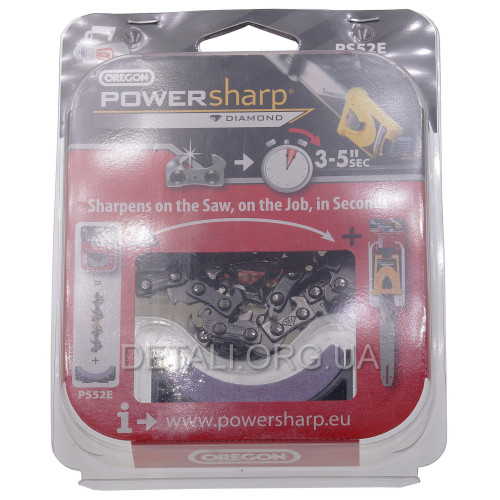 Цепок 52 ланок (25 зубів) Power Sharp + камінь крок 3/8 паз 1,3