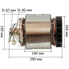 Електродвигун у зборі (якір+статор) генератора 188F(5.0 kWt 220V) МІДЬ