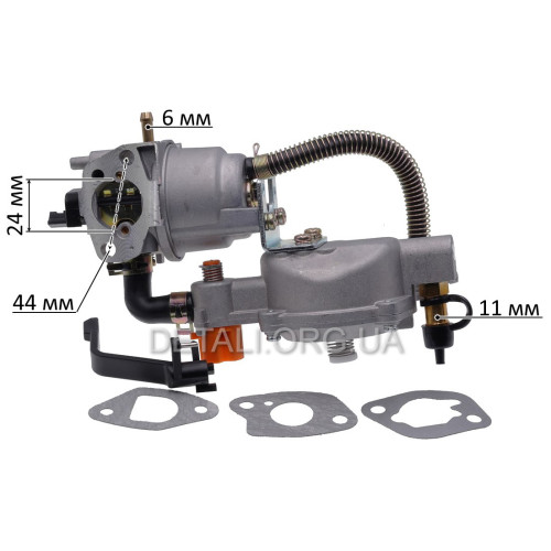 Карбюратор генератора 168F/170F 2,0-3,0 kWt + газовий редуктор.