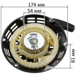 Стартер двигателя генератора 168F/170F (6,5/7Hp) МЦ 81 мм D 174 мм