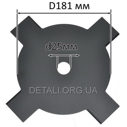 Ніж тримера 4-T чорний тип2 (d25*181 мм)