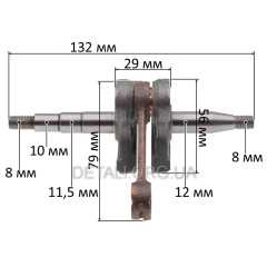 Коленвал бензопилы Husqvarna 137/142 L132 посадки d12 палец 14 аналог 5300297-94 2