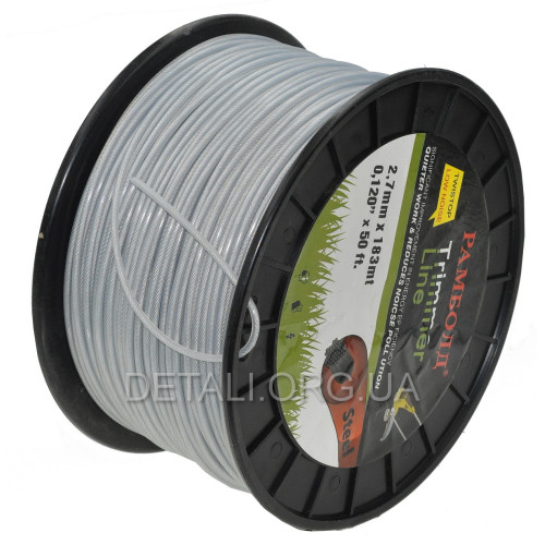 Леска косильная круг d2,7 мм 3 LB (183 м) с металлическим тросиком