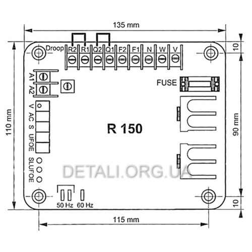 AVR регулятор напряжения генератора Leroy Somer R150