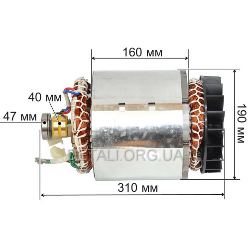 Электродвигатель в сборе (якорь+статор) генератора 188F (7.0 kWt 220V) МЕДЬ