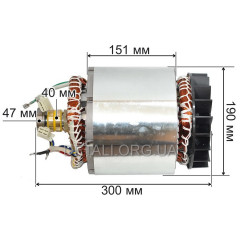Электродвигатель в сборе (якорь+статор) генератора 188F (6,0 kWt 220V) медь