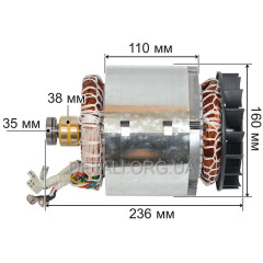 Електродвигун у зборі (якір+статор) генератора 168F (3.0 kWt 380V) МІДЬ