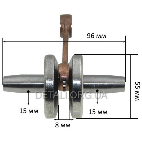 Коленвал триммера Tekhmann BCG-1440 (L96/D15/h55 мм)