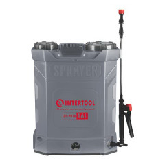 Обприскувач акумуляторний ранцевий 16 л, 3.1 л/хв, батарея 12 В/8 Ач INTERTOOL DT-9016.